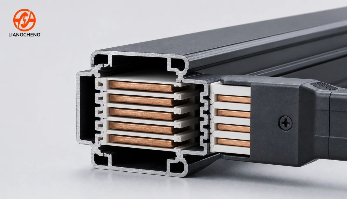 Cutaway view of conductive paths inside a multi-wire track rail