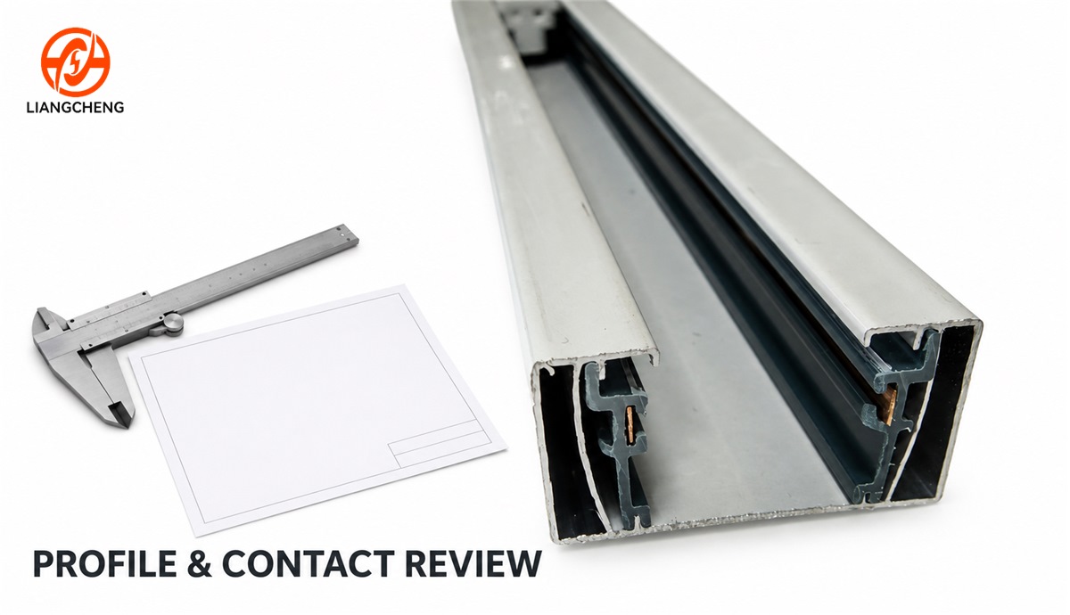 Two-wire track rail product reference used for profile and contact-position review