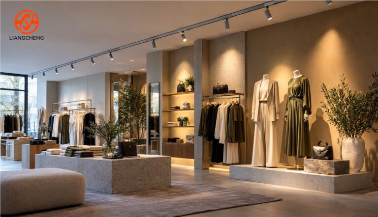 Retail track lighting with multiple display and ambient lighting groups