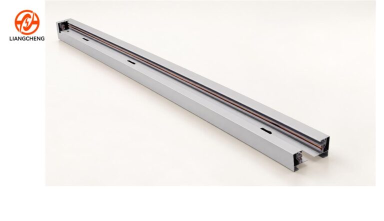 Complete silver Liangcheng two-wire track rail with its open profile visible
