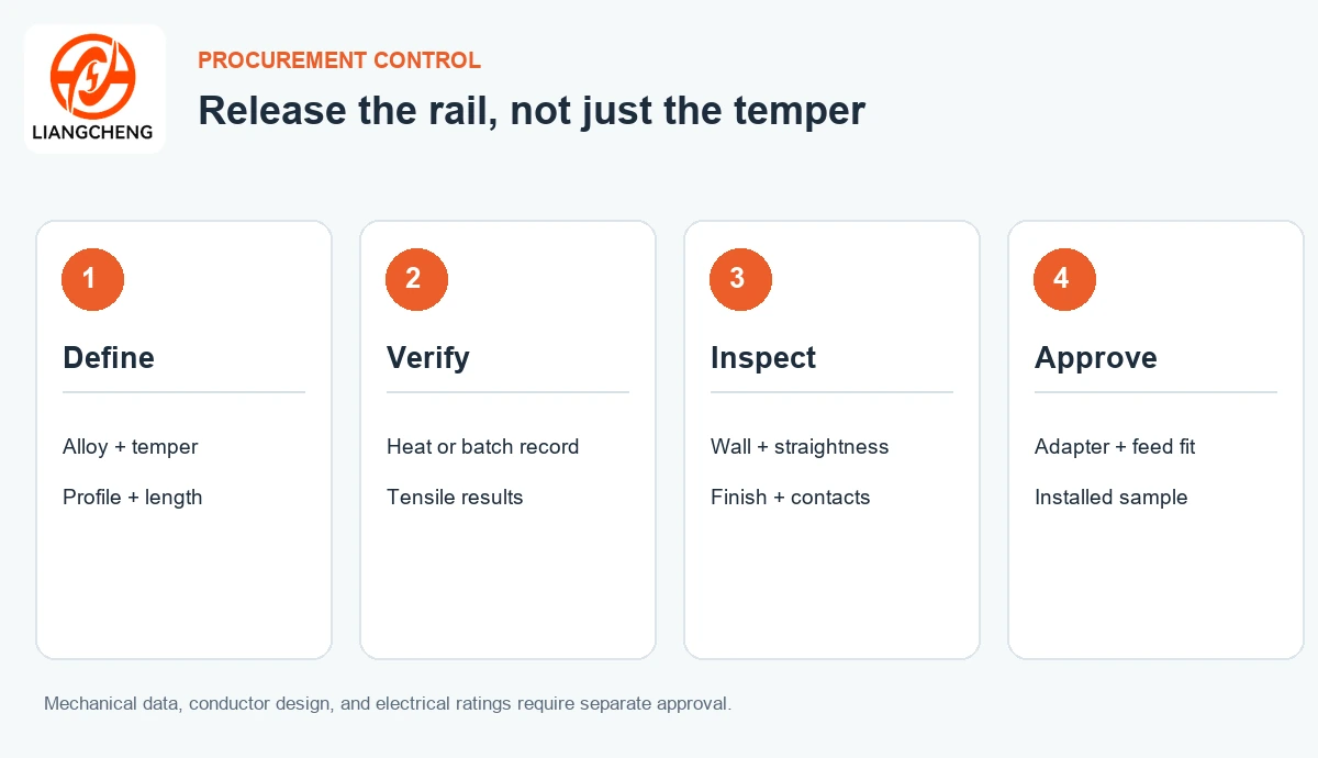 Four-step procurement checklist for defining verifying inspecting and approving aluminum track rails